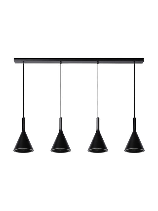 Lucide Lightning Gipsy Pendant Light Black Rail for 4 Bulbs E27 120cm