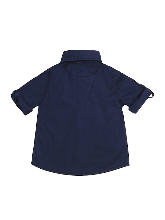 Kids One Color Shirt Long Sleeve Navy Blue