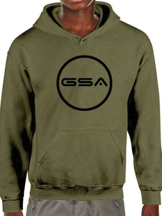 GSA Kids Sweatshirt with Hood and Pocket Khaki 17-38010