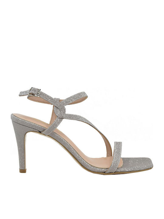 Ellen Platform Women's Sandals with Ankle Strap Silver