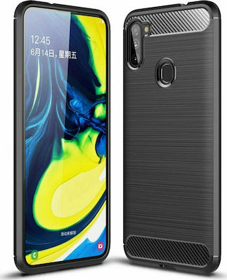 Hurtel Carbon Silicone Back Cover Durable Black (Galaxy M11)