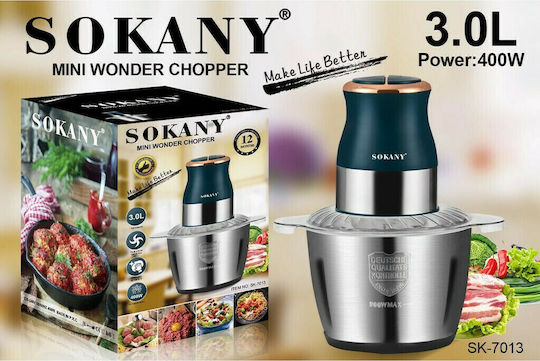 Sokany SK-7013 Mini Tocător Multi 400W cu Recipient 3L Gri