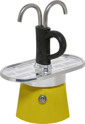 Bialetti Mini Express Set Lichtenstein Stovetop Espresso Pot for 2Cups Yellow