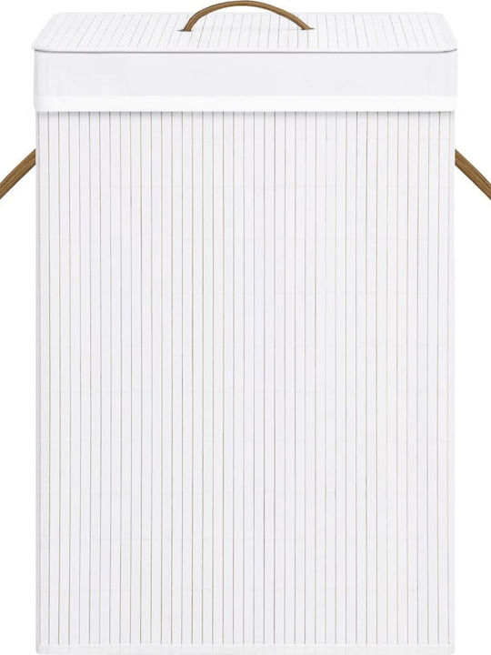 vidaXL Wäschekorb Bamboo Klappbar 72lt mit Deckel 40x30x60cm Weiß