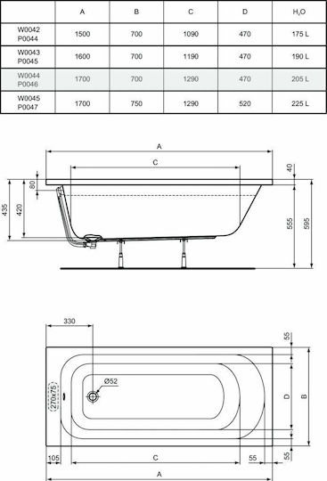 Ideal Standard Badewanne Acryl 170x70cm