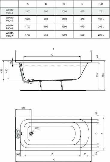 Ideal Standard Badewanne Acryl 160x70cm