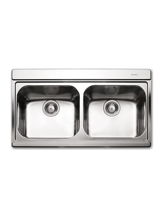 Apell Iris 9320 9320-110 Drop-In Sink Satin W89.7xD51cm Silver Glass