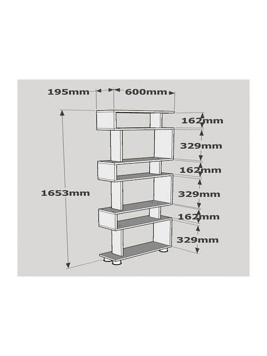 Βιβλιοθήκη Blok Καρυδί / Λευκό 60x19.5x165εκ.