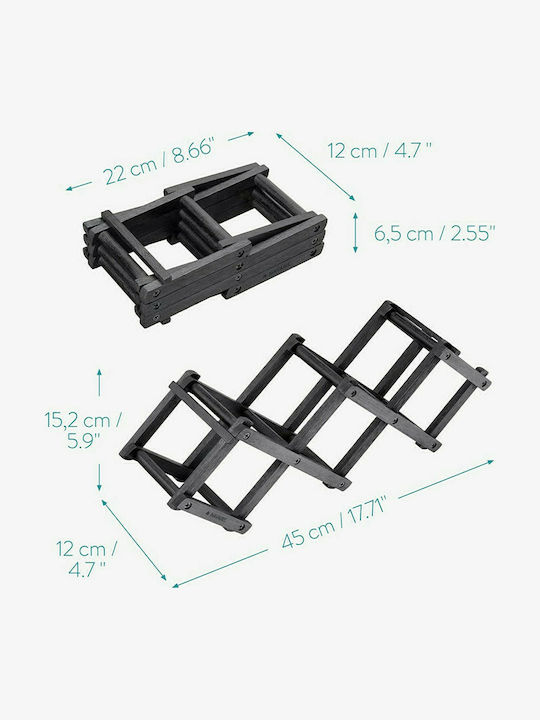 Navaris Tabletop Suport pentru Sticle Lemn pentru 5 Sticle Neagră 45x12x15.2εκ.
