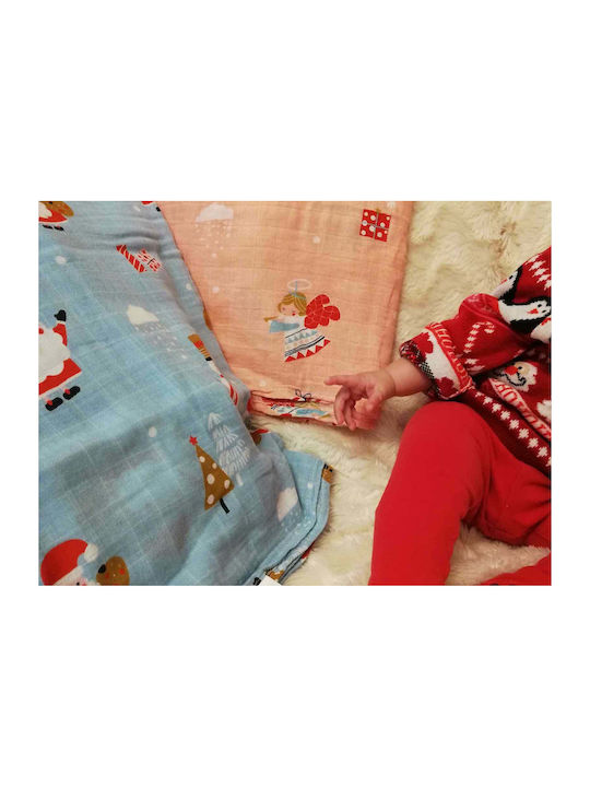 Baby Llama Muslin Swaddle Blanket Santa Claus Hohoho Gray 120x120cm