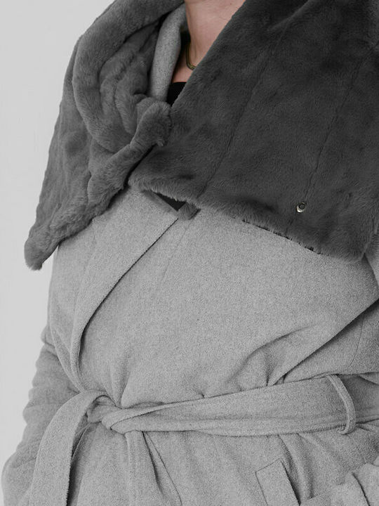 NK816 Women's Furry Neck Warmer Gray