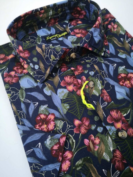 SUPERIOR VINTAGE Shirt Flowers Dark Blue