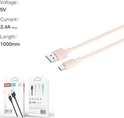 XO Regulat USB 2.0 spre micro USB Cablu Roz 1m (16.005.0105) 1buc