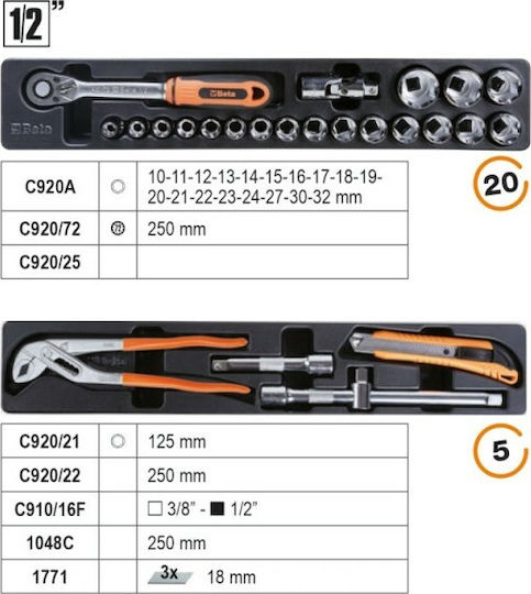 Beta 2120L-E/T91 Βαλίτσα Πολλαπλών Θέσεων με 91 Εργαλεία