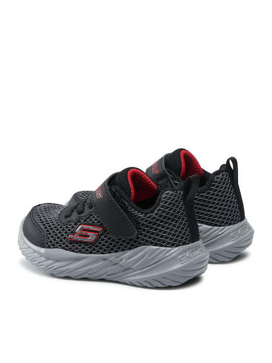 Nitro Sprint Krodon Kids Sports Shoes Running with Hoop & Loop Closure Black