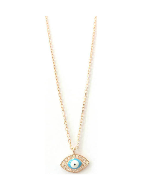 Prince Silvero Necklace Eye from Gold Plated Silver with Zircon