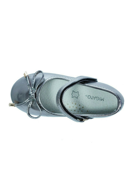 Kids Ballerinas with Hoop & Loop Closure Gray