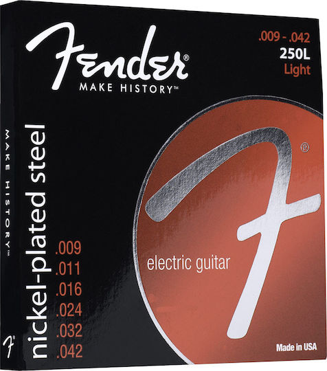 Fender Set of Nickel Plated Steel Strings for Electric Guitar Super 250's Ball End 250L 9 - 42"