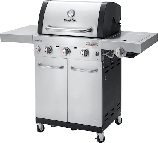 Char-Broil Professional PRO S 3 Ψησταριά Υγραερίου Μαντεμένιας Σχάρας 61.5x44.5εκ. με 3 Εστίες 7.48kW και Πλαϊνό Μάτι 3.52kW