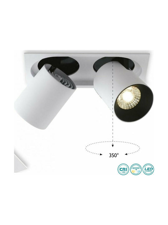 Fan Europe Outsider3x30m Spoturi De Tavan Metalic Rectangular Încorporat Led Și Lumină Alb Natural Alb 34.6x13cm Inc-Outsider-3x30m