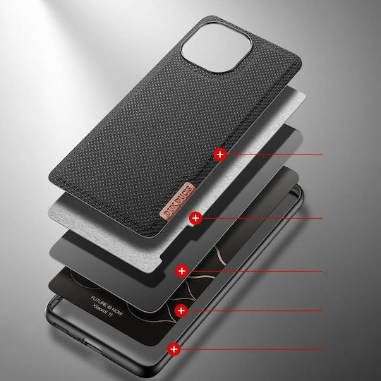 Dux Ducis Fino Задна корица Силикон / Текстил Черен (Xiaomi Mi 11)