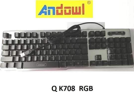 Andowl Q-K708 Gaming Πληκτρολόγιο με RGB φωτισμό (Αγγλικό US)