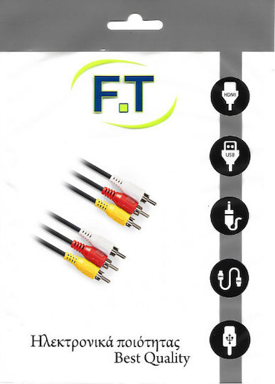 FT Electronics Cable 3x RCA male - 3x RCA 2.5m (FTT16-006)