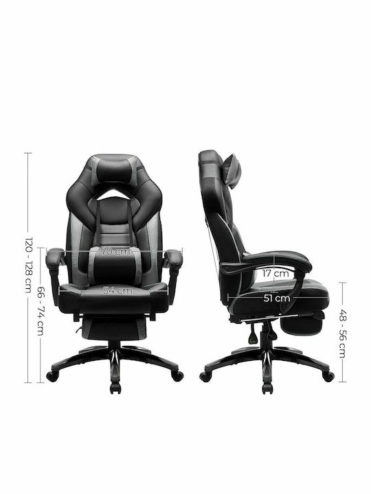 Songmics OBG77BG Artificial Leather Gaming Chair with Footrest Black/Grey