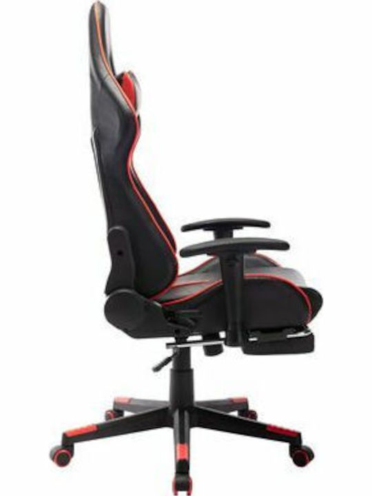 vidaXL 20511 Καρέκλα Gaming Δερματίνης με Ρυθμιζόμενα Μπράτσα και Υποπόδιο Μαύρο/Κόκκινο