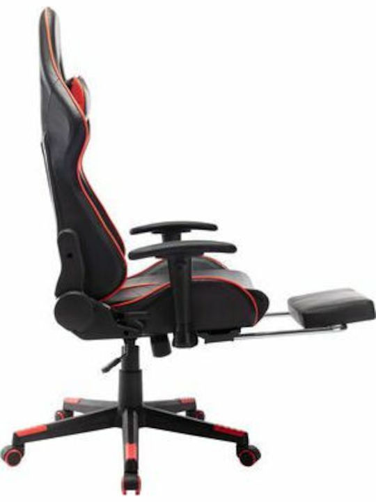 vidaXL 20511 Καρέκλα Gaming Δερματίνης με Ρυθμιζόμενα Μπράτσα και Υποπόδιο Μαύρο/Κόκκινο