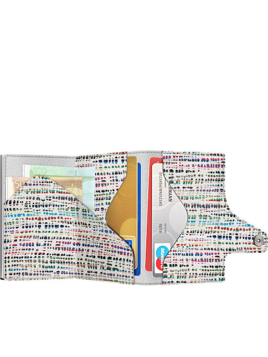 Click & Slide Leather Men's Wallet Cards with RFID and Slide Mechanism White