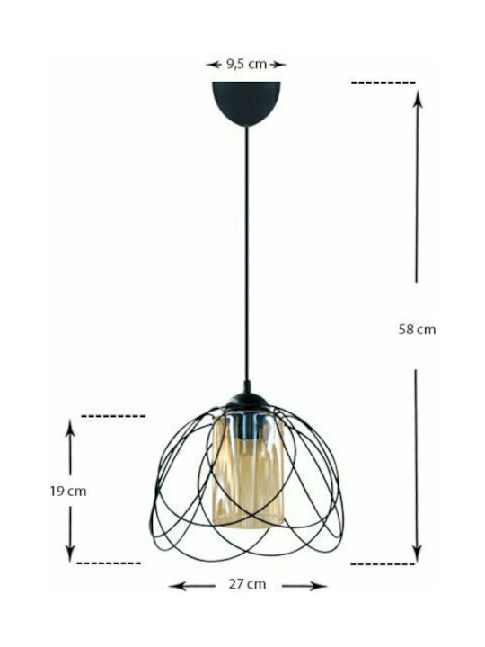 Homeplus Leylak Pendant Light Single-Light for Socket E27 Black