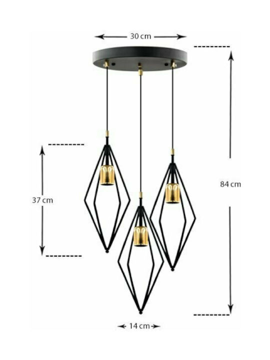 Homeplus Sonia Pendant Light Three-Light Black