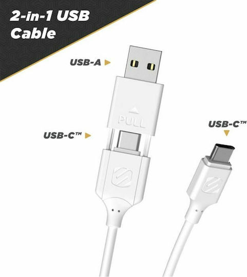 Scosche Strikeline Regular USB to Type-C 1.2m 3A Cable White (CCA4WT-SP)
