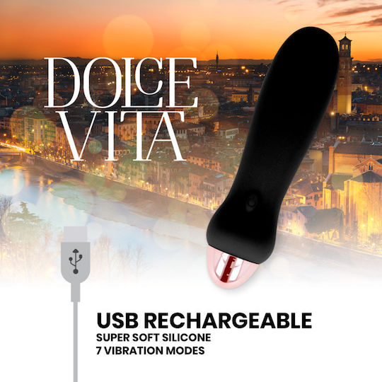 Dolce Vita Rechargeable Vibrator Five Mini Κλασικός Δονητής 12.4cm Black
