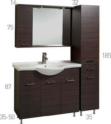 Mabo Economy 45 Laminate (Wenge Matrix) Cabinet de chiuveta cu oglindă M45xL50xH87cm Wenge Mabo Economy 45 Laminate (Wenge Matrix) Cabinet de chiuveta cu oglindă M45xL50xH87cm Wenge