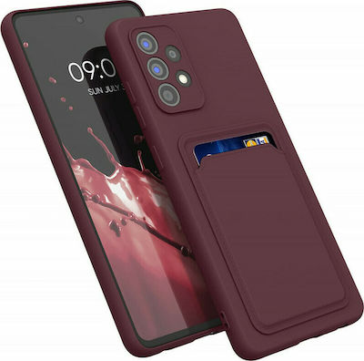 KWmobile Card Holder Silicone Back Cover with Credit Card Holder Tawny Red (Galaxy A52 / A52s)