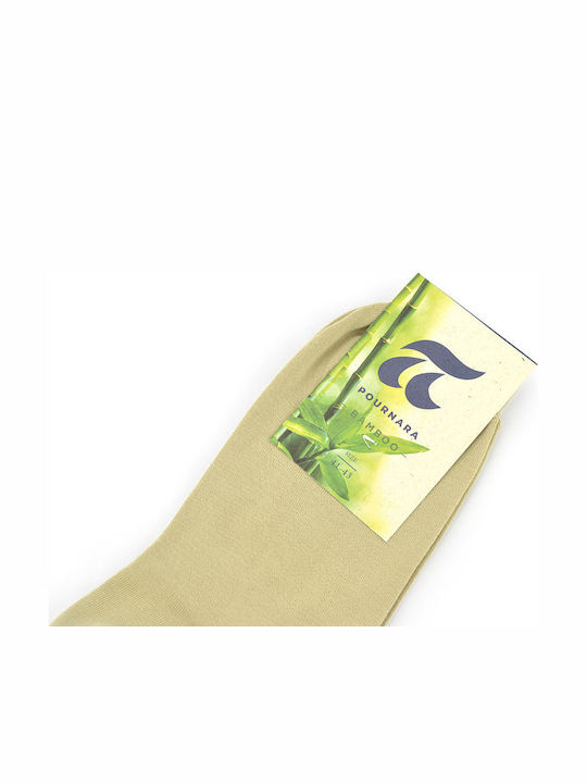 Pournara Herren Einfarbige Socken Beige 1Pack