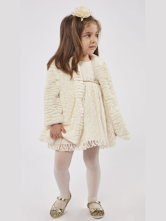 Εβίτα Παιδικό Φόρεμα Κοντομάνικο Χειμερινό Μπεζ