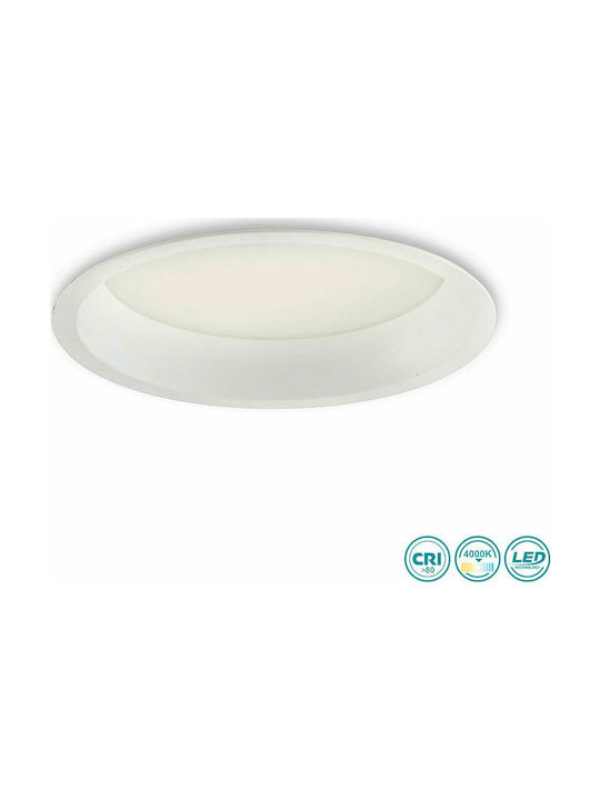 Fan Europe Xantomr220 Spot Rotund Metalic De Tavan Cu LED Încorporat Și Lumină Alb Natural Alb 22x22cm