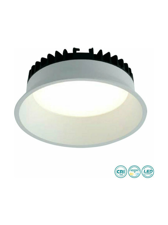 Fan Europe Xantomr220 Στρογγυλό Μεταλλικό Χωνευτό Σποτ με Ενσωματωμένο LED και Φυσικό Λευκό Φως Λευκό 22x22εκ.