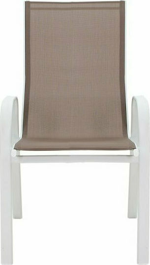 Scaun De Exterior Metalic Calan Alb / Maro 55x75x95cm