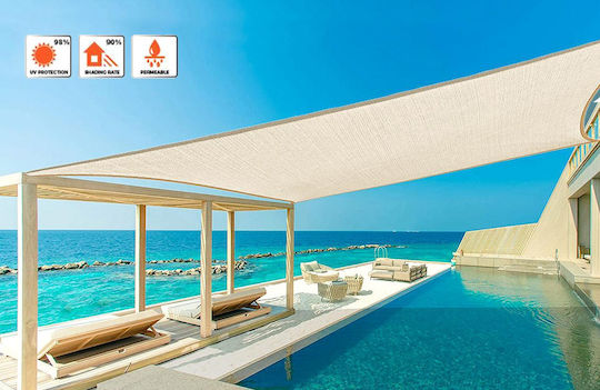 Grasher Ε220 Square Shade Sail Ecru With Hoop 3.6x3.6m 180gr/m²