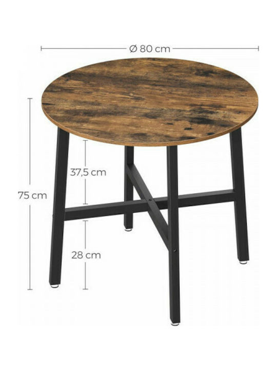Round Central Wooden Brown Coffee Table W80xL80xH75cm