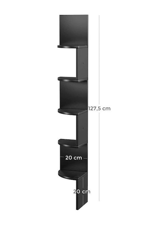 Corner Shelf Wall Black Velvet-Black Metal 20x20x127.5cm