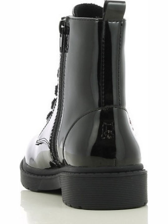 Kinderstiefel aus Lackleder mit Reißverschluss Schwarz