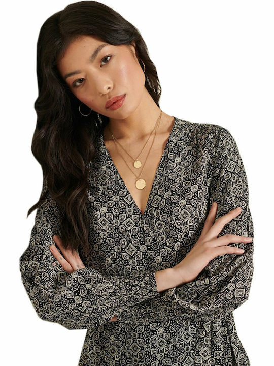 Mini Dress Wrap Black