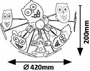 Rabalux Birdy Einfaches Licht Kinderdeckenleuchte Deckenleuchte montieren 40W mit Fassung E14 Mehrfarbig 42x20cm