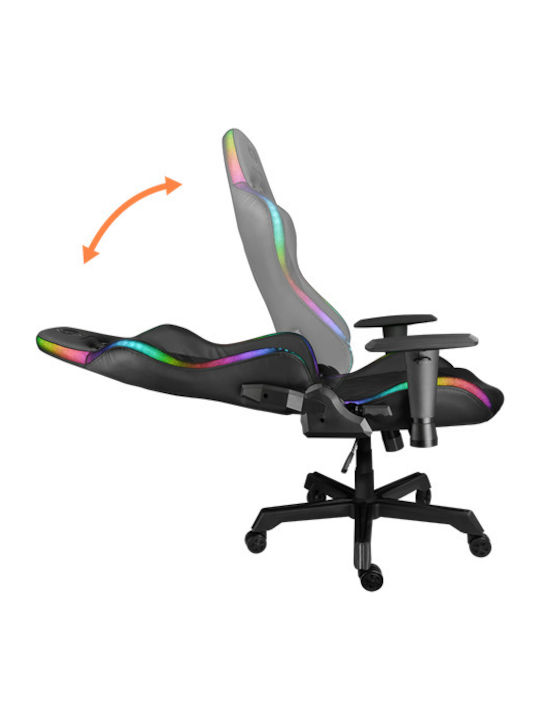 Deltaco RGB Line GAM-080 Καρέκλα Gaming Δερματίνης με Ρυθμιζόμενα Μπράτσα και RGB Φωτισμό Μαύρη