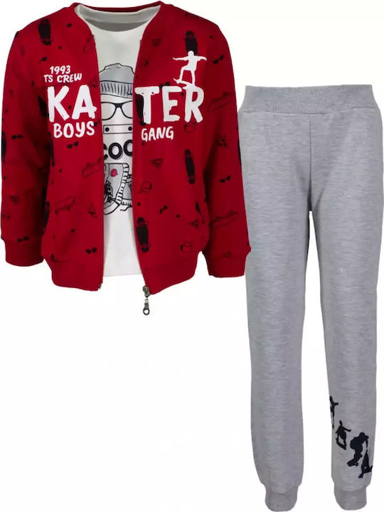 Hashtag Kids Sweatpants Set Red 3pcs Cool